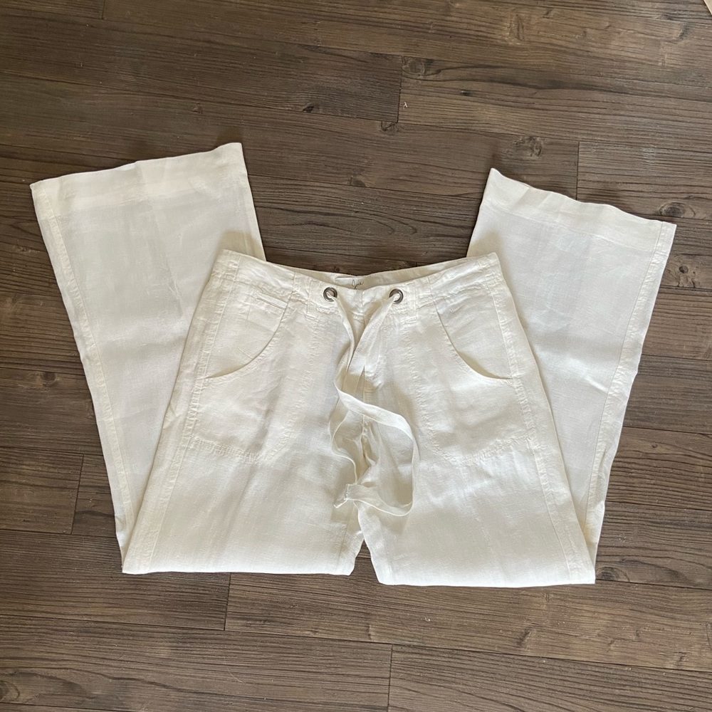 [Joie] White Wide Leg Tie Waist Pants - S